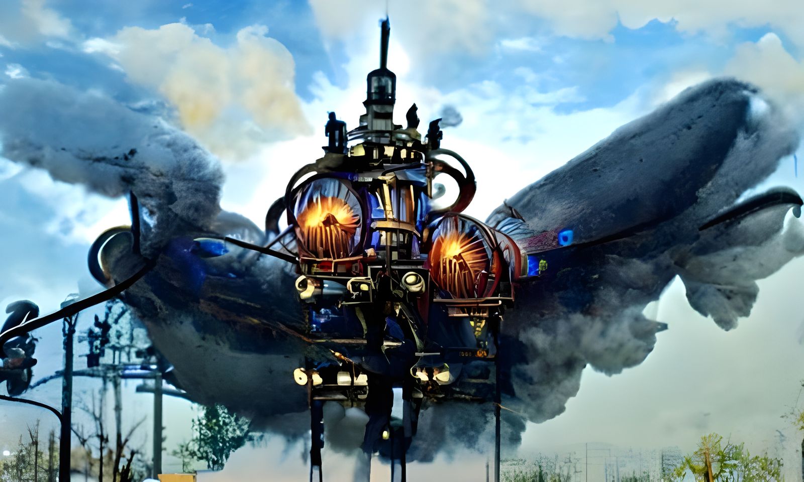 Bioshock Infinite Steampunk Blimp in Ethereal Fantasy Style