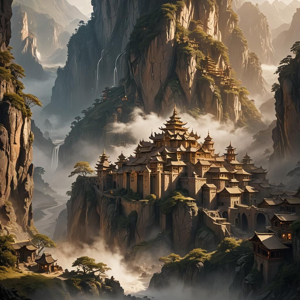 Mystical Mountain Monastery in Fantasy Concept Art