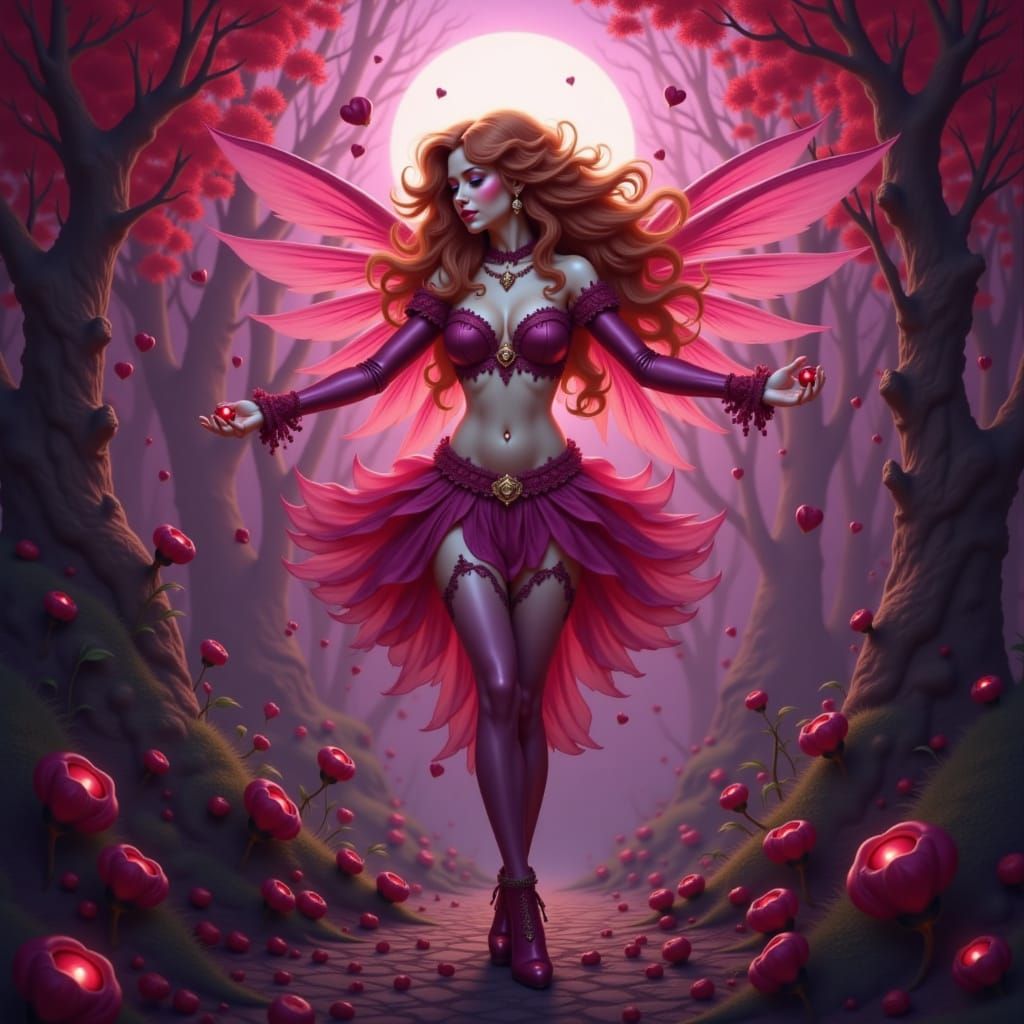 Ruby Fairy Portrait with Gemstone Details