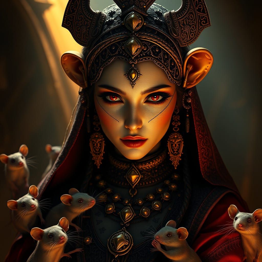 Rat Goddess Reigns Supreme in Mystical Portrait