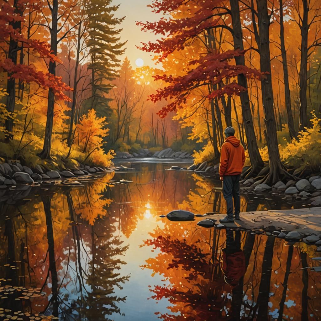 Autumn River Landscape with Vibrant Colors