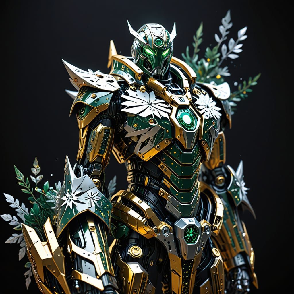 Colossal Snowflake Robot in Manga Style