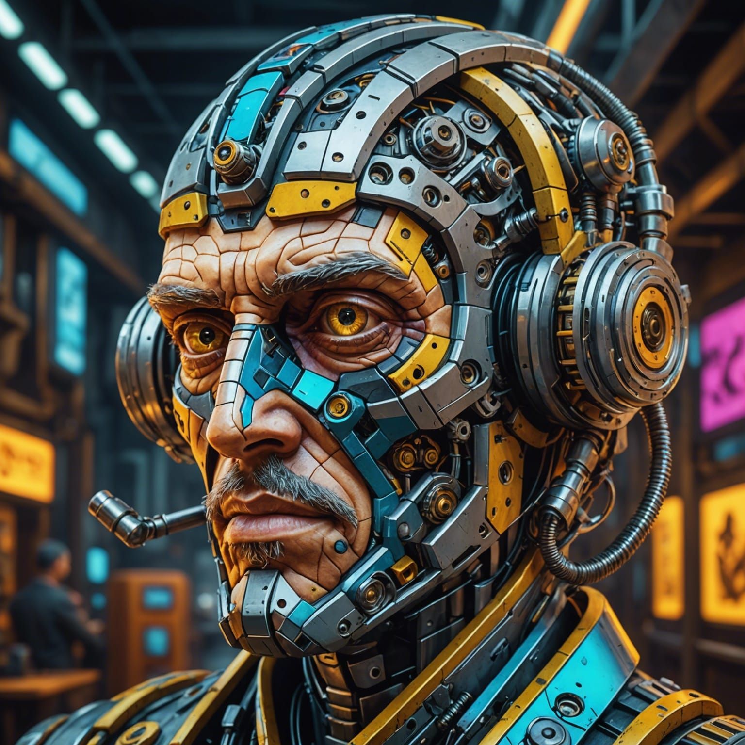 Droste Effect Portrait in Biopunk Steampunk Style