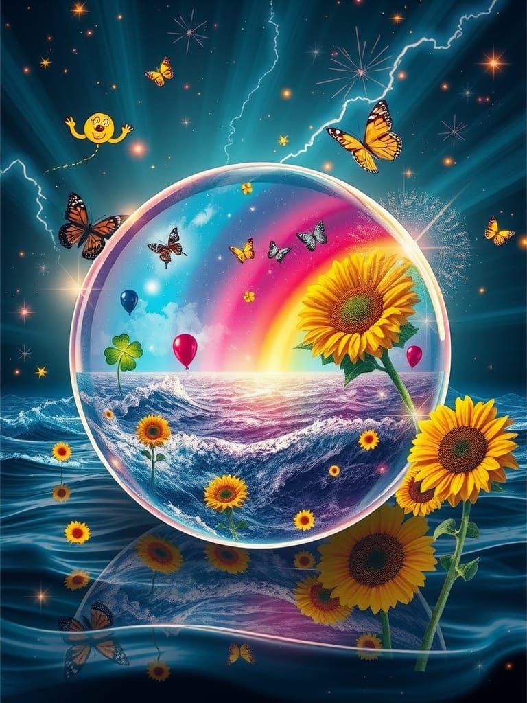 Surreal Cosmic Sea in a Refractive Sphere