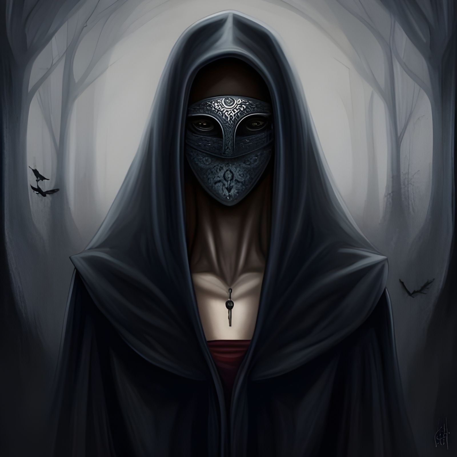 Sinister Raven Queen in Dark Fantasy Style
