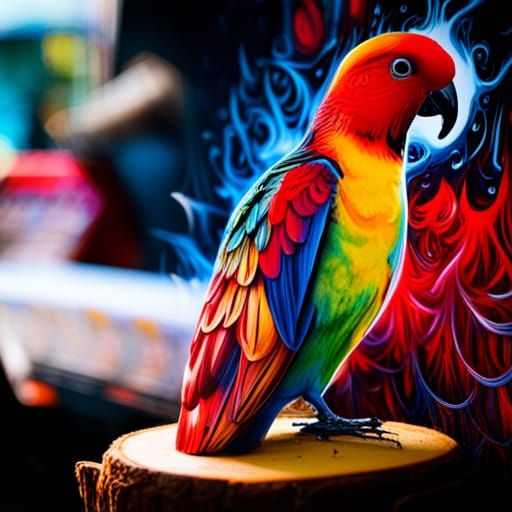 Colorful Rosellas in Graffiti Splash Art Style
