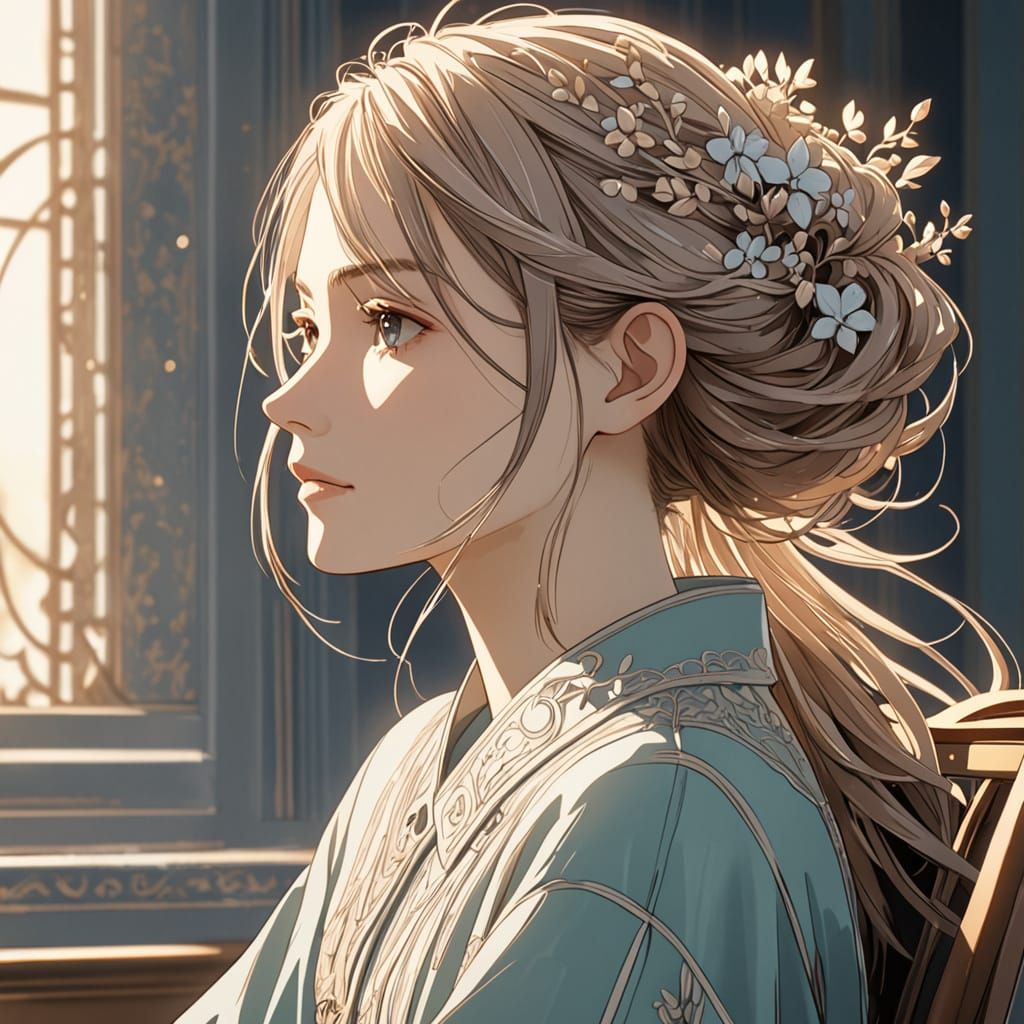 Young Girl Contemplates in Anime-Inspired Portrait