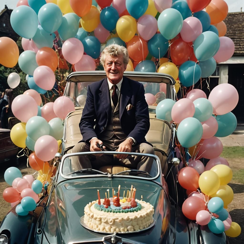 Jon Pertwee Celebrates Birthday in Vintage Car