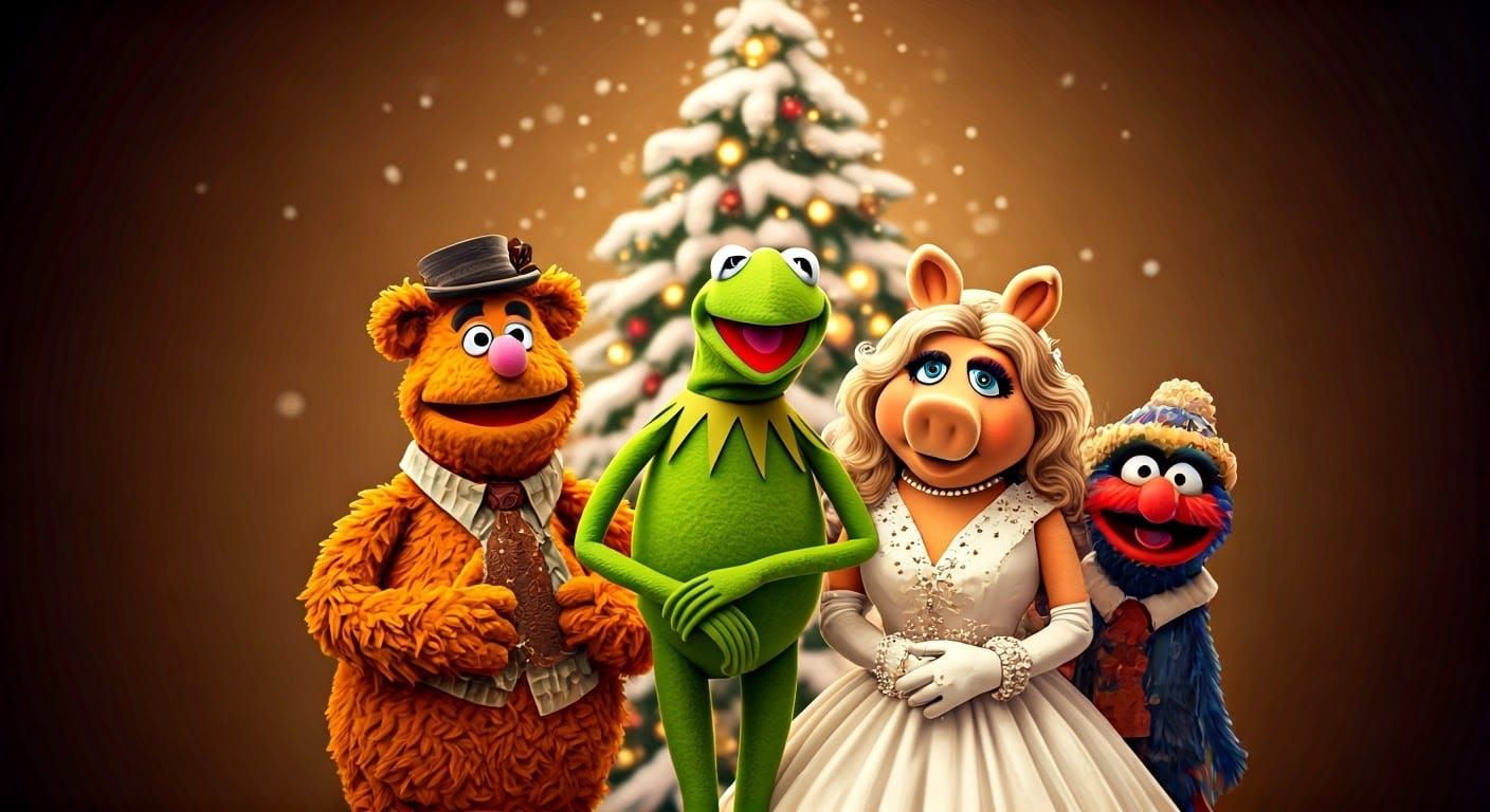 Whimsical Muppet Holiday Gathering Amidst Winter Wonderland