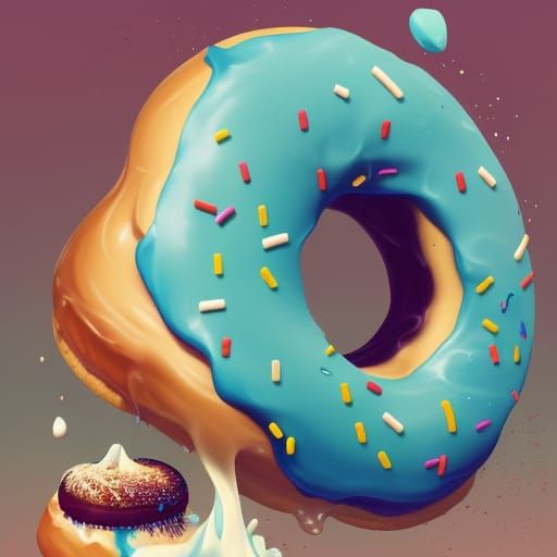 Doughnut Swimming in an Ice Cream Lake