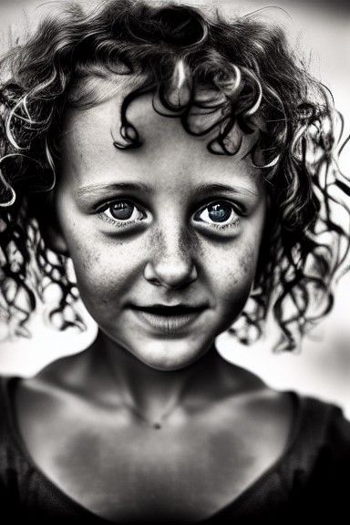 Detailed Portrait of an Amazed Girl with Missing Teeth