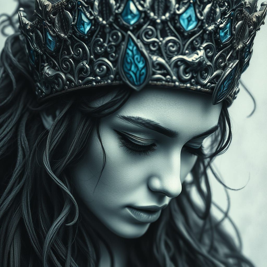 Medieval Fantasy Princess in Ocean-Inspired Crown