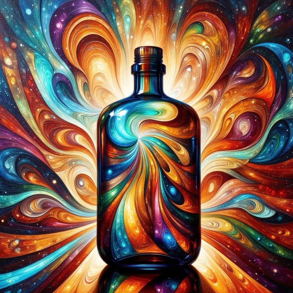 Op Art Klein Bottle with Iridescent Hues