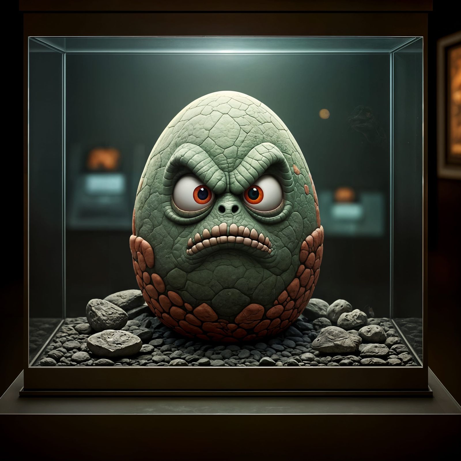 Angry Dinosaur Egg in Museum Display