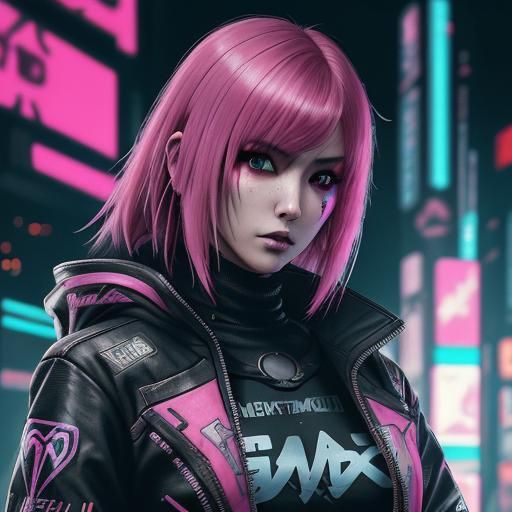 Cyberpunk Japanese Gothic Gamer in Neon Style