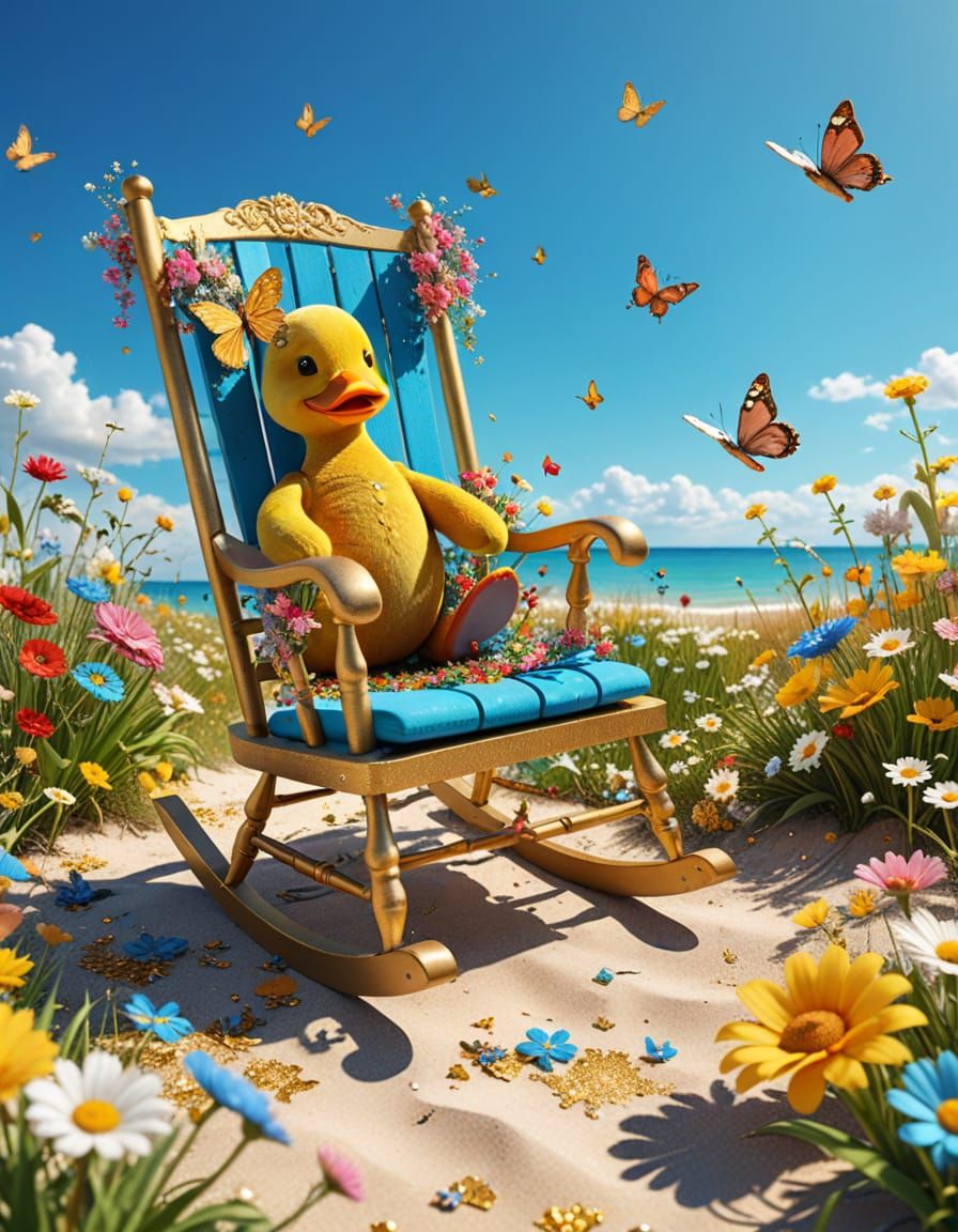 Surreal Rocking Chair in Sunny Flower Meadow