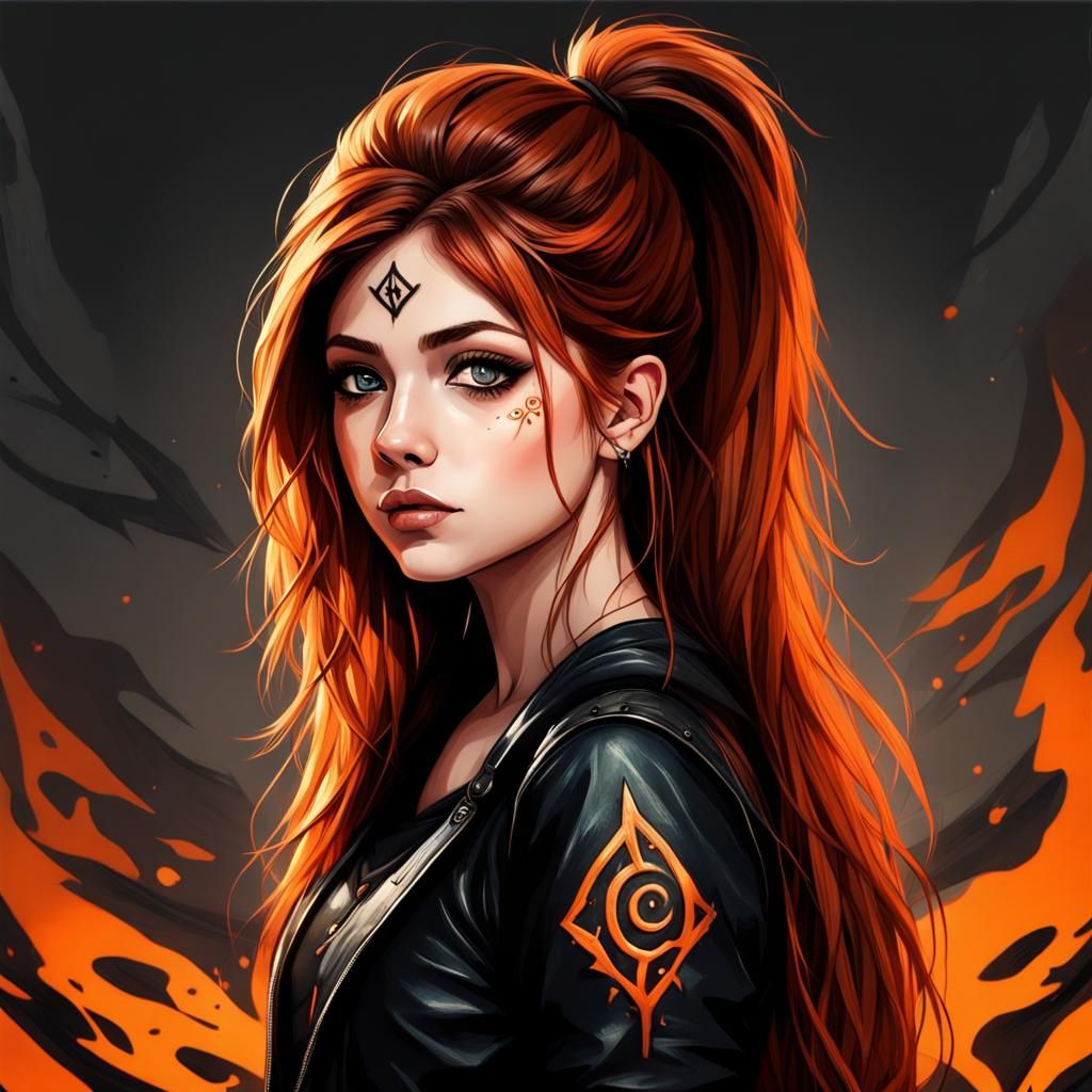 Fantasy Warrior with Runes in Dark Concept Art