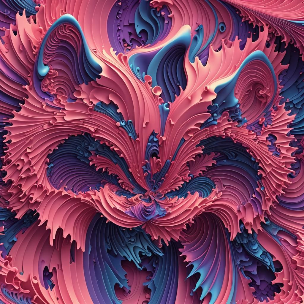 Abstract Fractal Wave in 3D Rendered Style