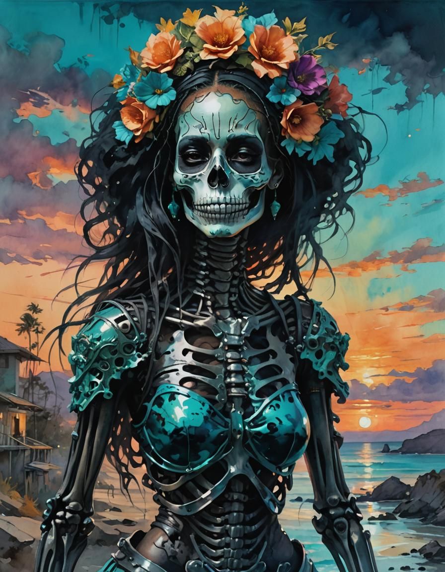 black skeleton woman