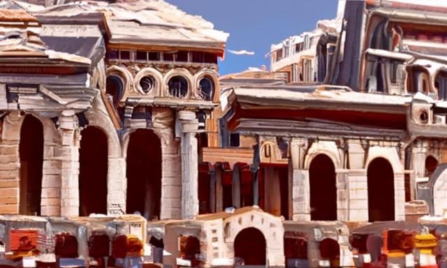 Ancient Roman City Square in Classical Style