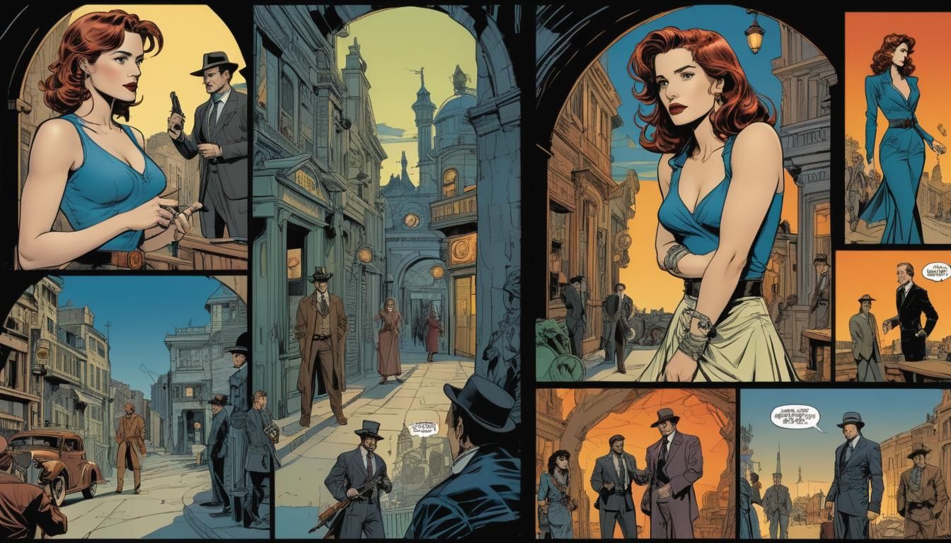 1940s Desert Adventure Comic Book Art