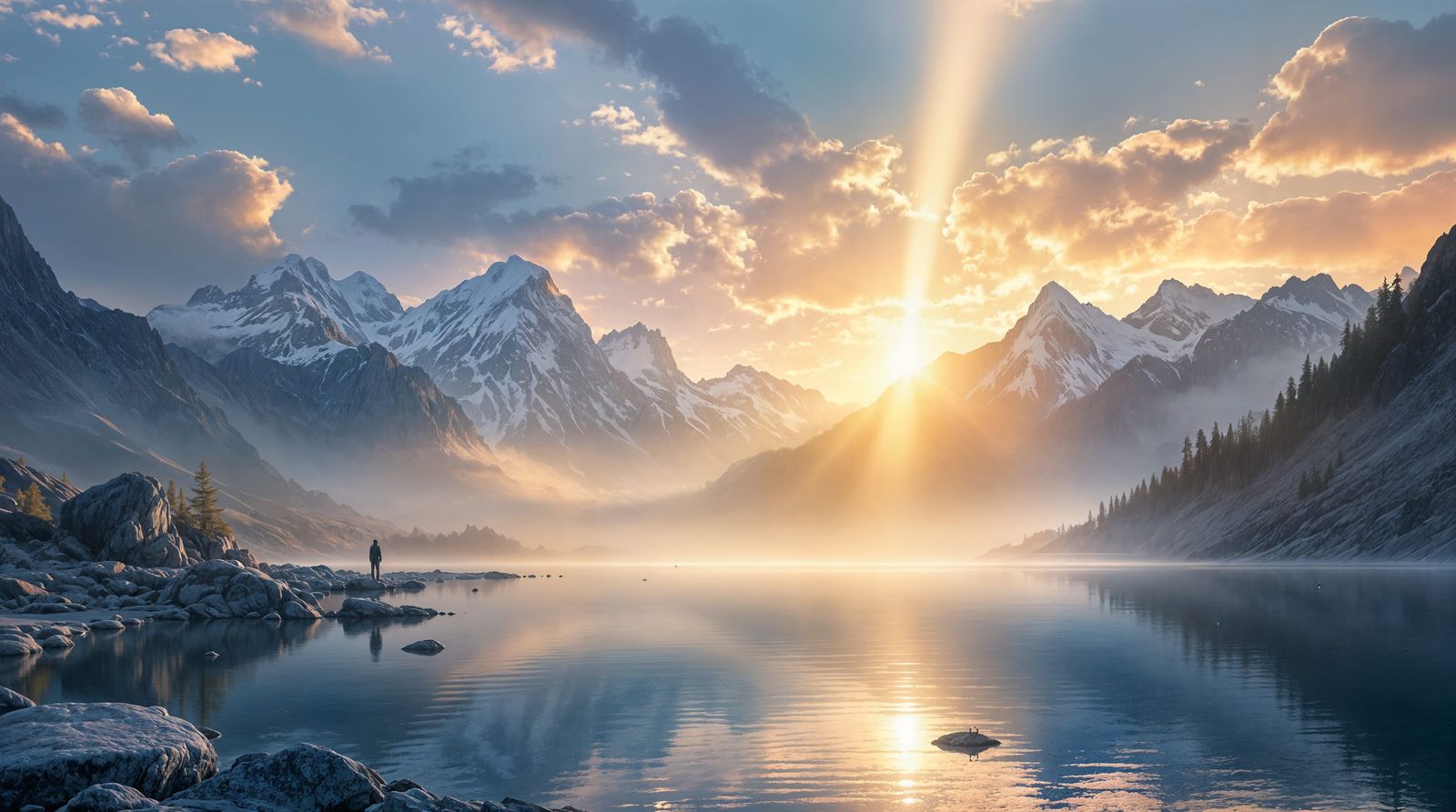 Serenity at Dawn in Realistic Style