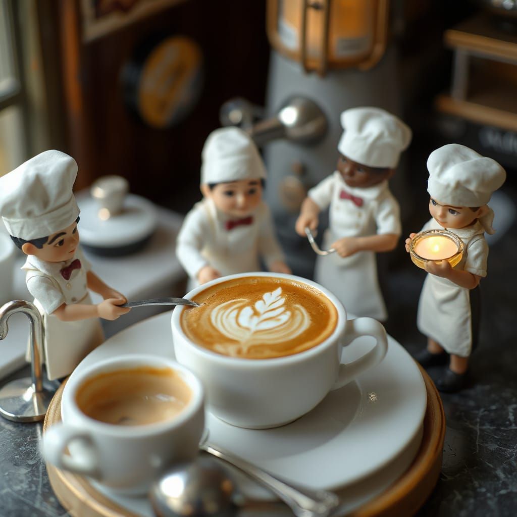 Miniature Baristas Create Latte Art in Fantasy World