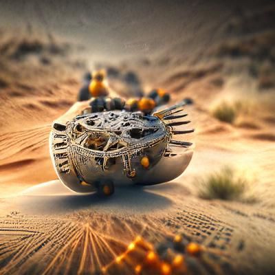 Ancient Spacecraft in Desert Landscape: 8K Render