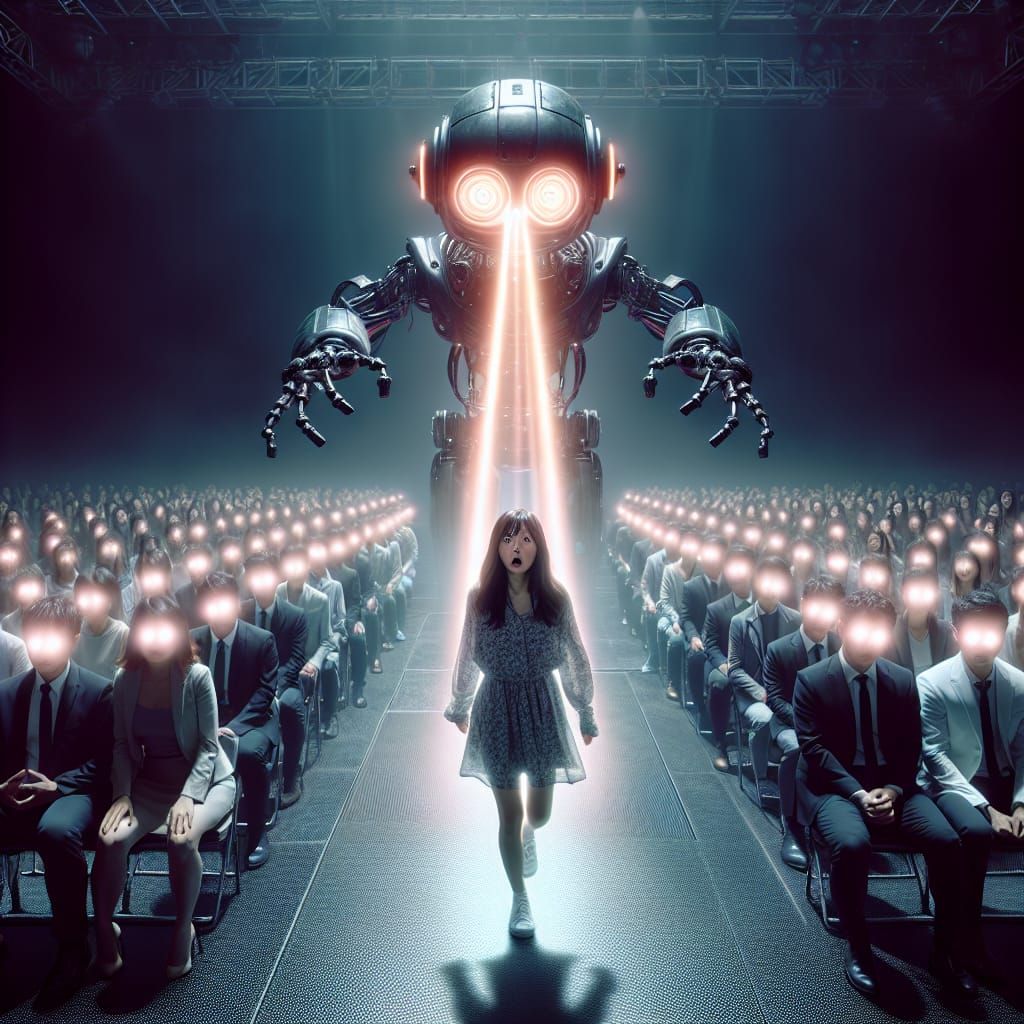 Futuristic Robot Hypnotist Show in High Resolution