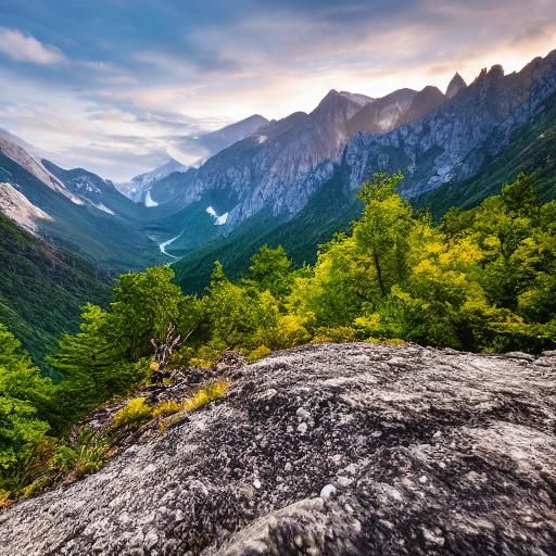 Picturesque Mountain Valley in Sharp Focus
