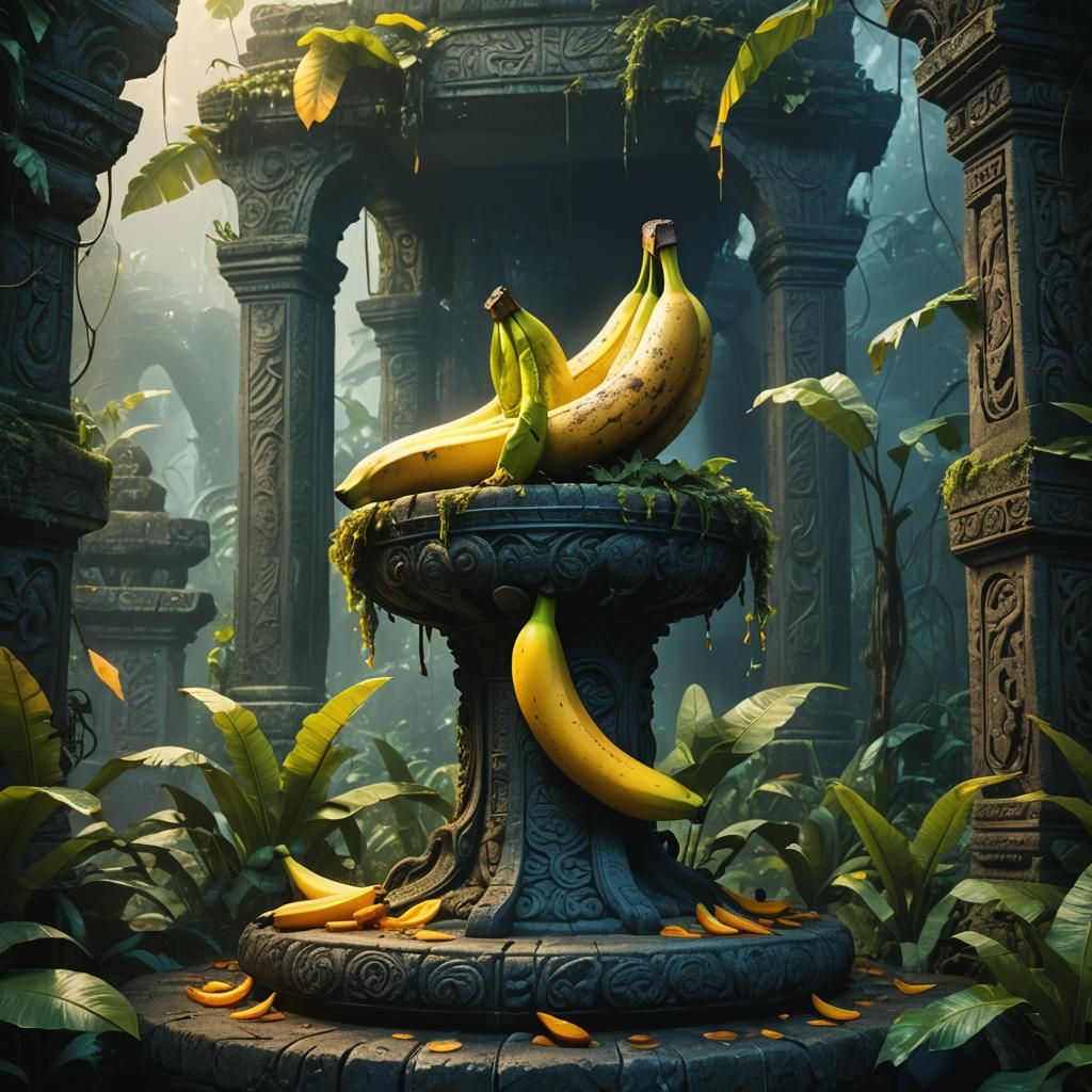 Glowing Banana in Jungle Temple: Fantasy Concept Art