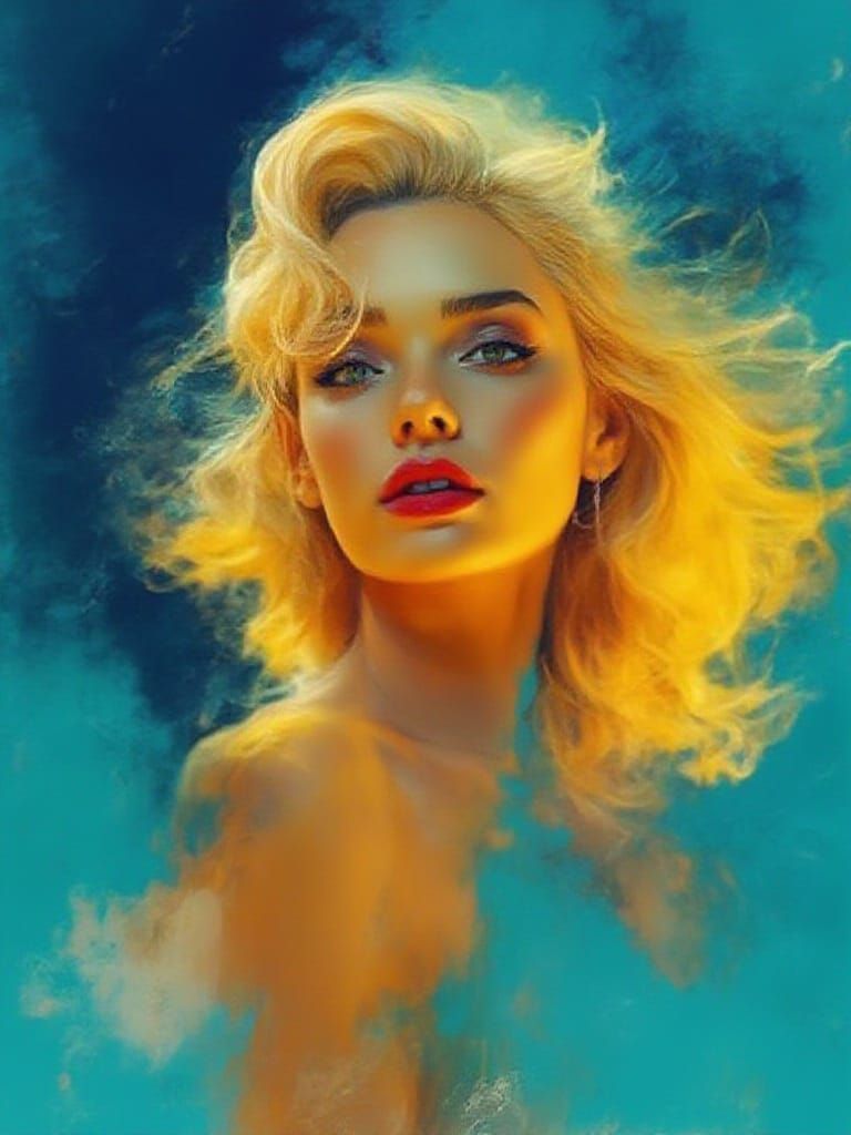 Serene Sci-Fi Elegance: 1950s Pin-Up Portrait