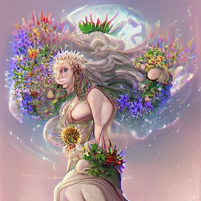 Floral Earth Goddess: A Vibrant Depiction
