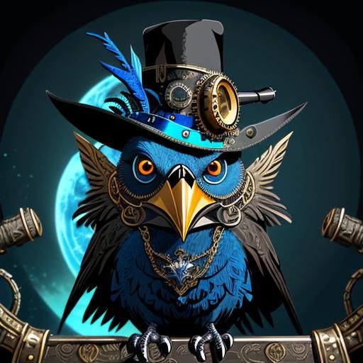 Steampunk Bird with Plague Mask in Dark Fantasy Style