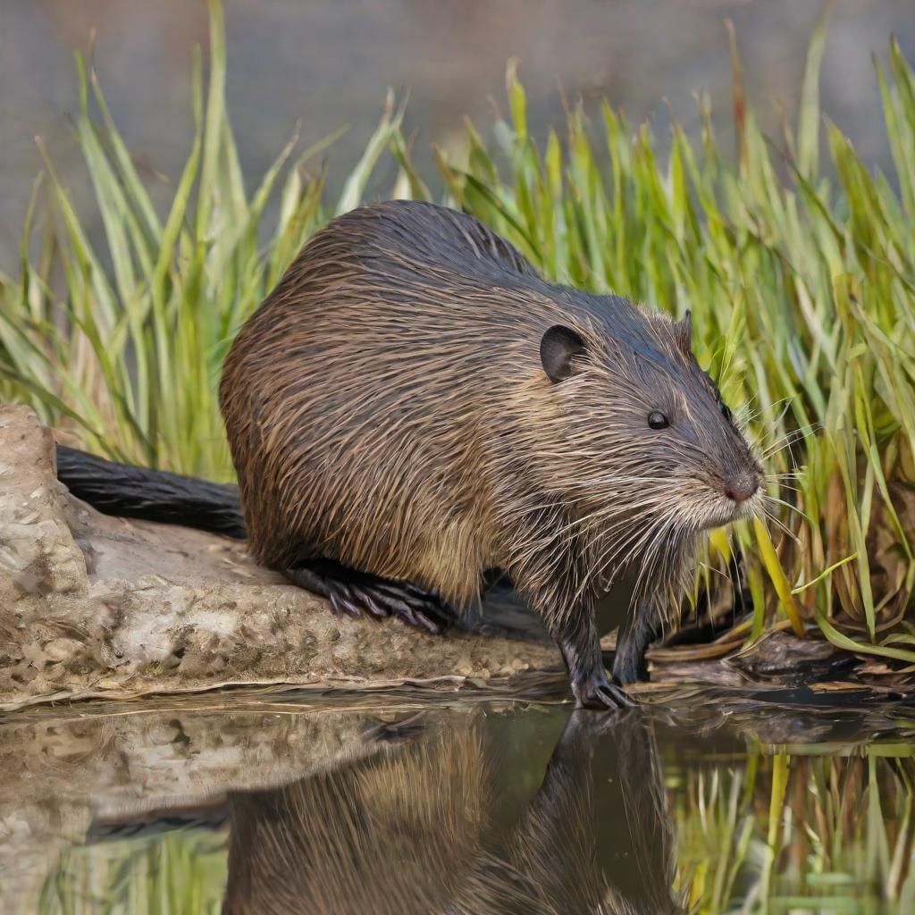 Nutria Rat at Pond's Edge