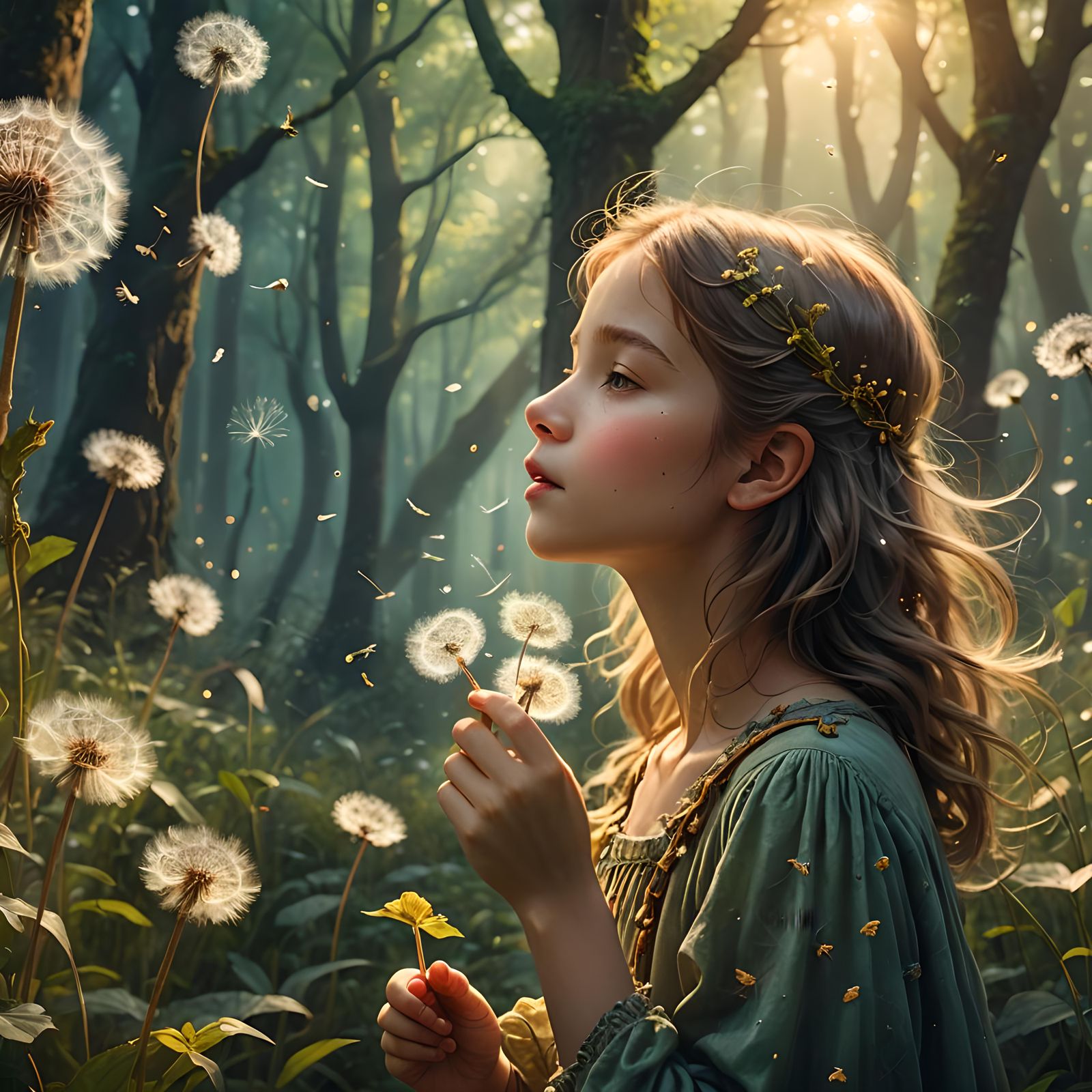 Detailed Matte Painting of Blowing Dandelion