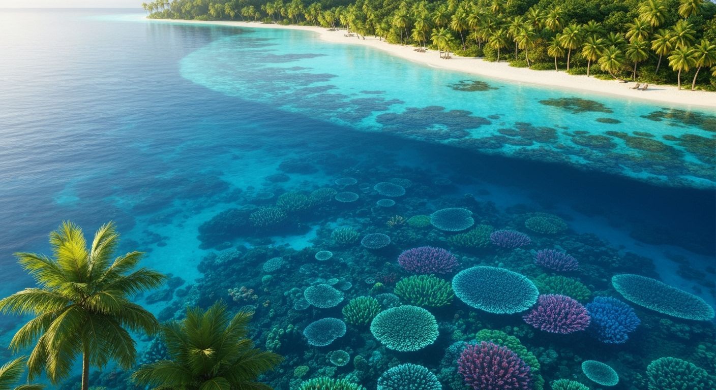 Serene Tropical Island Paradise Digital Matte Painting