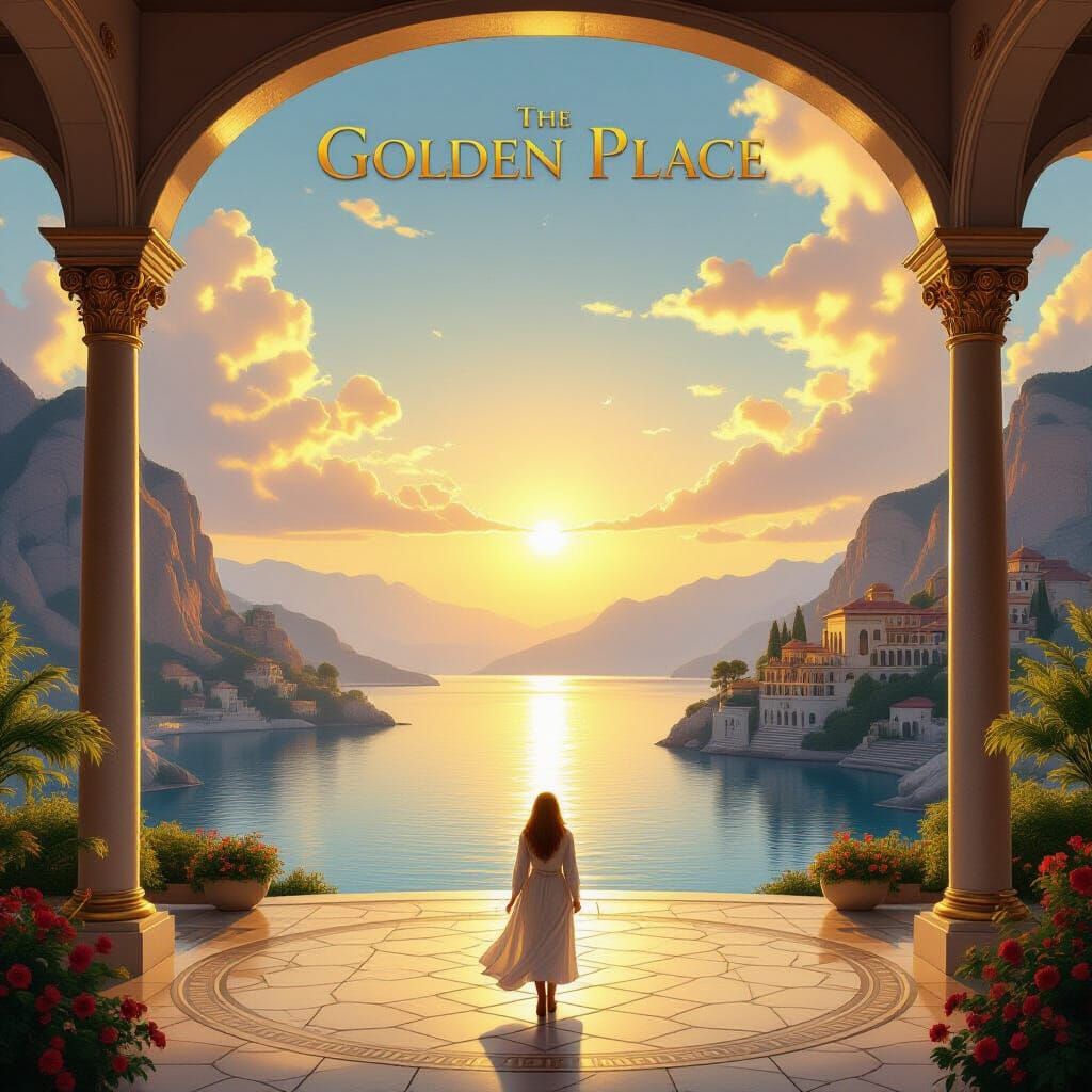 Golden Fantasy Landscape: AI Generated Art
