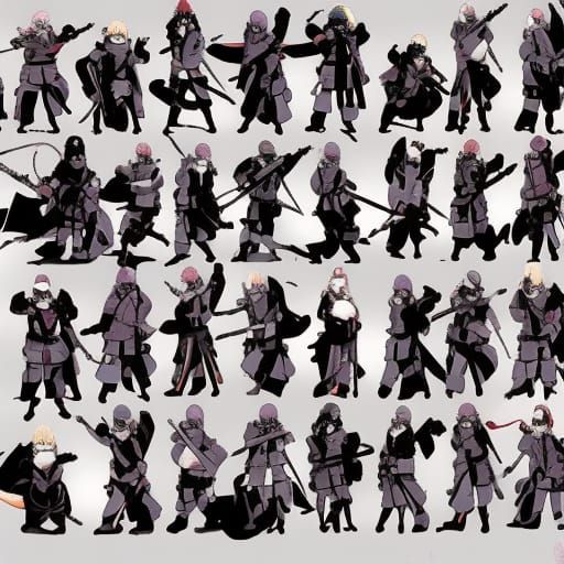 Anime-Style Army of Ninjas Illustration