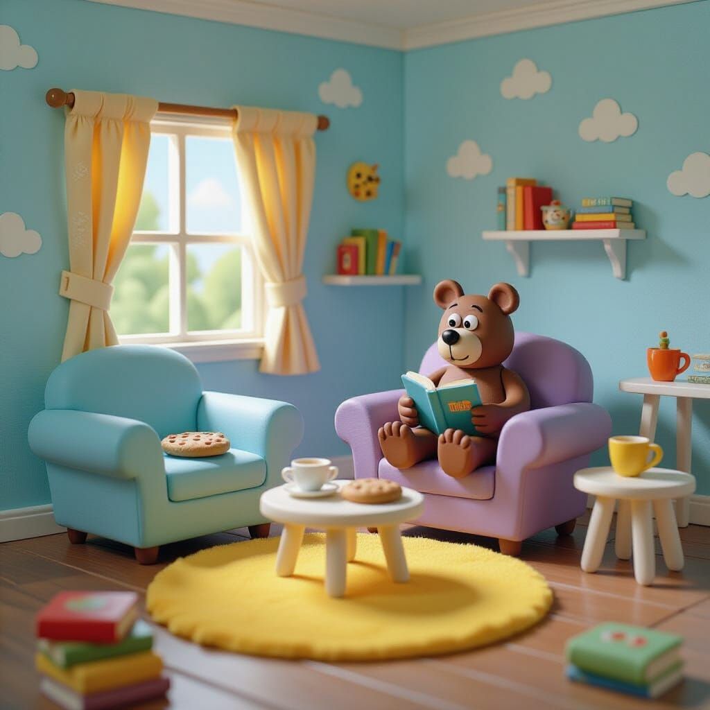 Charming Claymation Room with Toffee the Bear