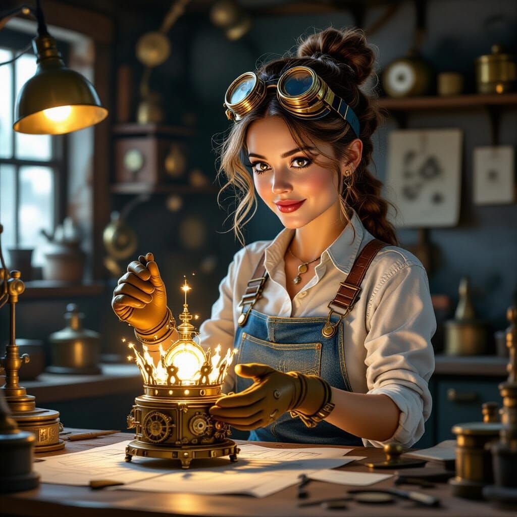 Steampunk Inventor With Clockwork Crown