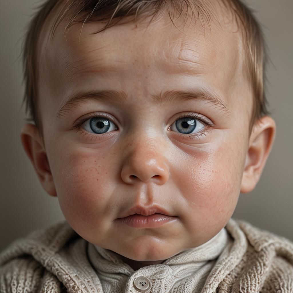 Hyperrealistic Portrait of Baby Boy with Soft Bokeh