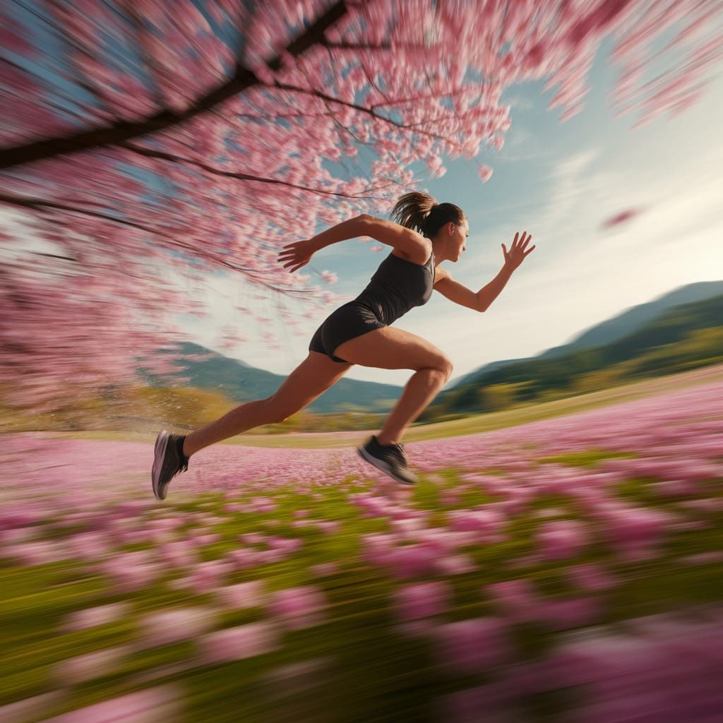 Sakura Sprint: A Woman's Race Through Blossoms