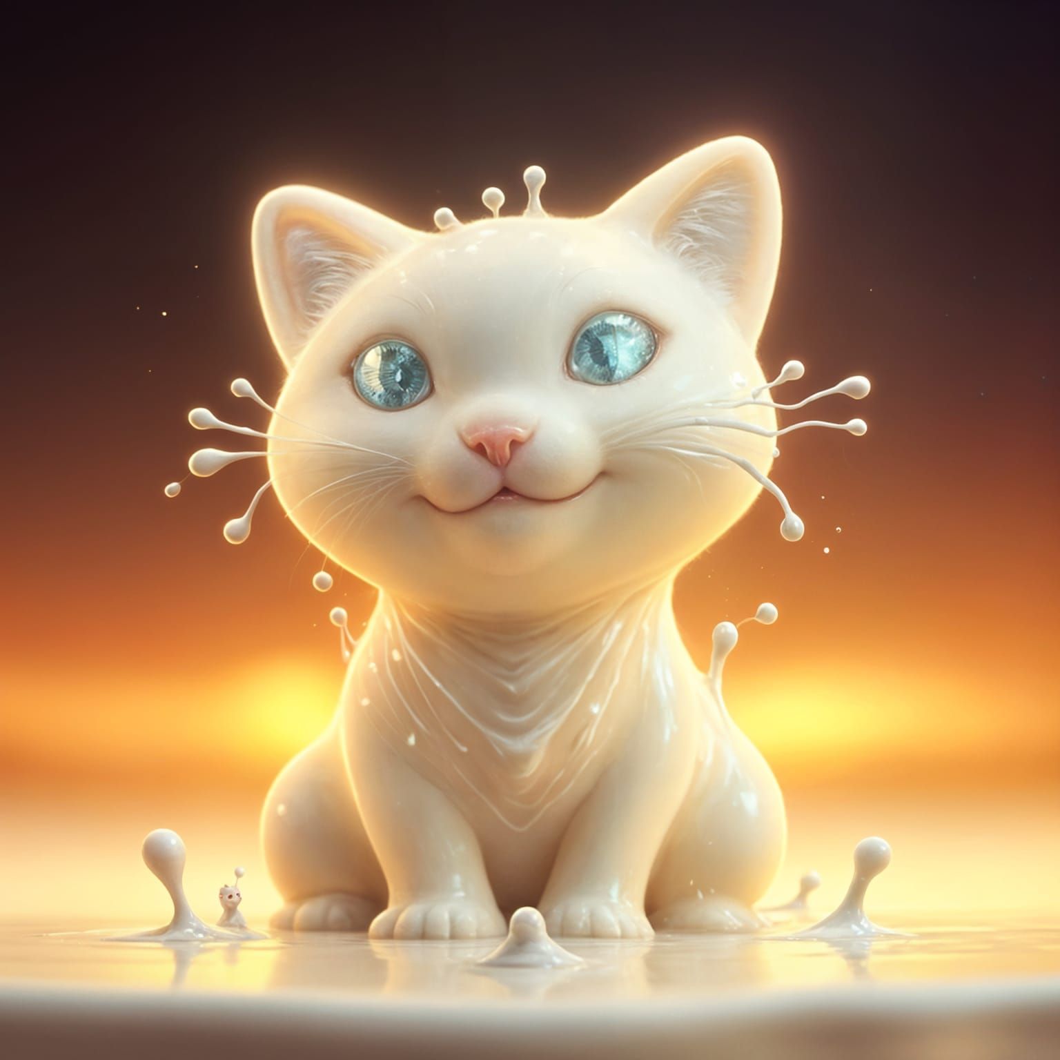 Whimsical, Dreamlike Kitty Form in Soft, Golden Light