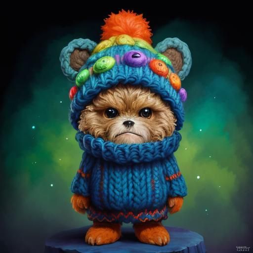 Fluffy Ewok with Sad Eyes in Whimsical Style