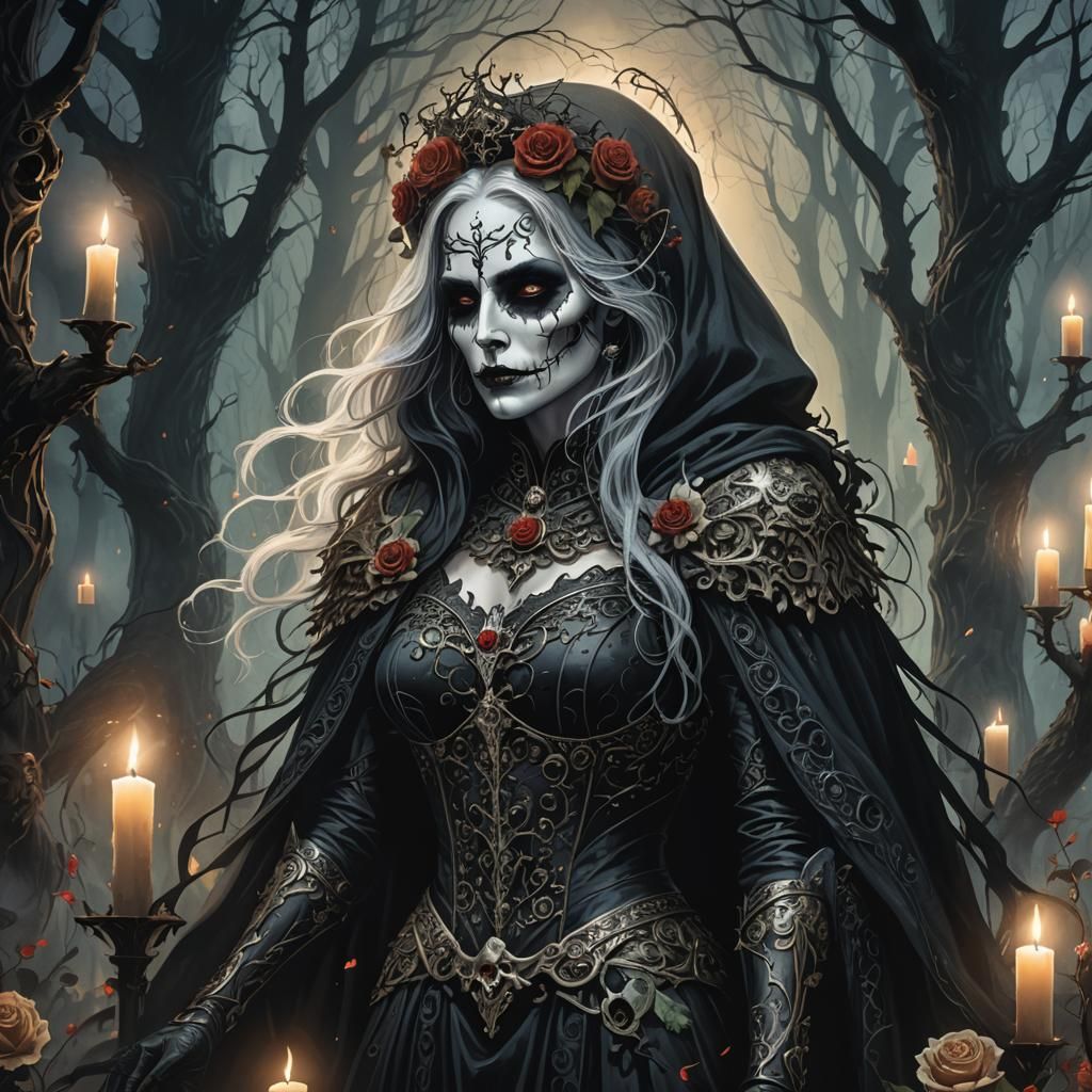Lady Death Portrait in Dark Fantasy Style