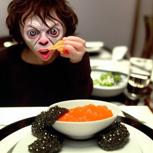 Gollum Enjoys Caviar in Swanky Restaurant