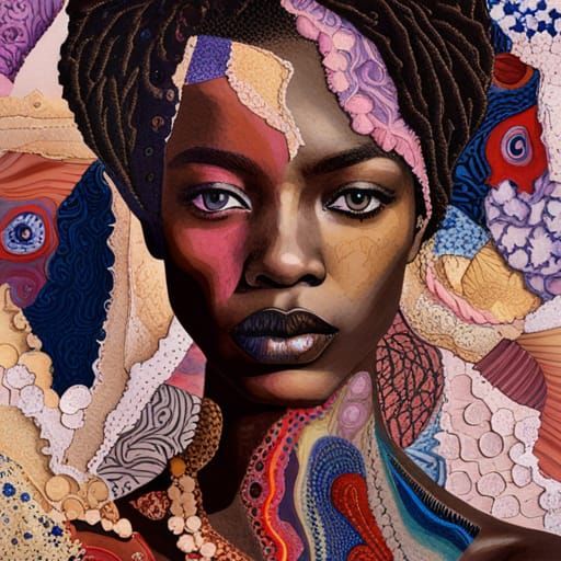 Colorful Torn Paper Collage of a Woman