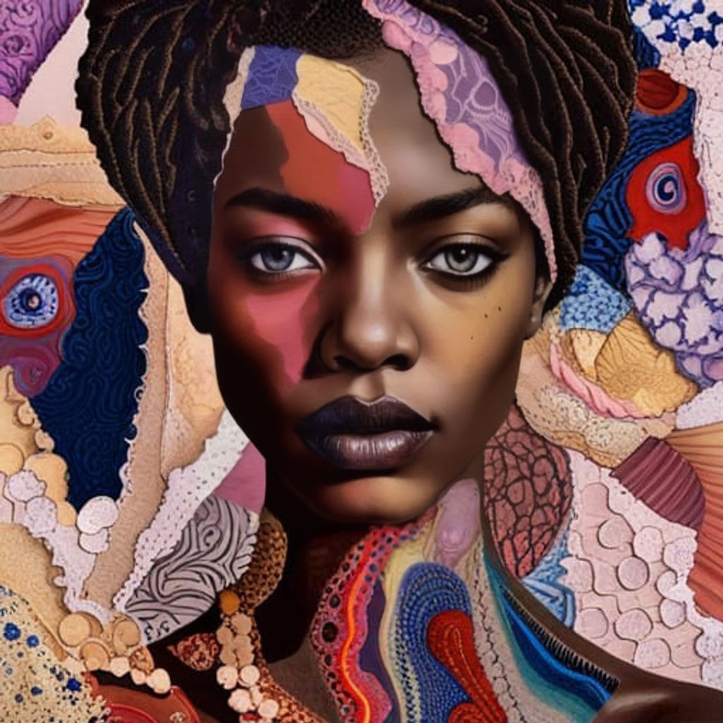 Colorful Torn Paper Collage of a Woman