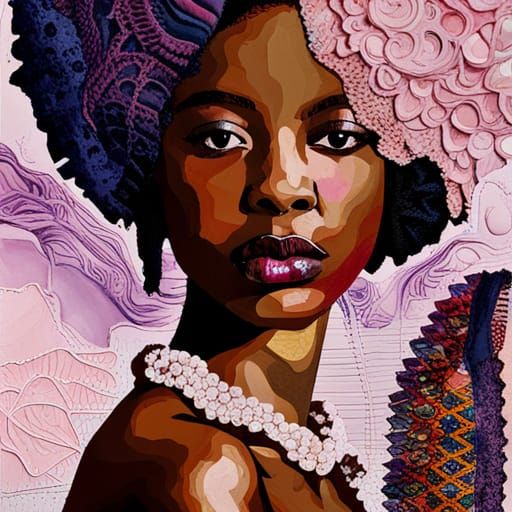 Intricate Mixed Media Collage of a Woman